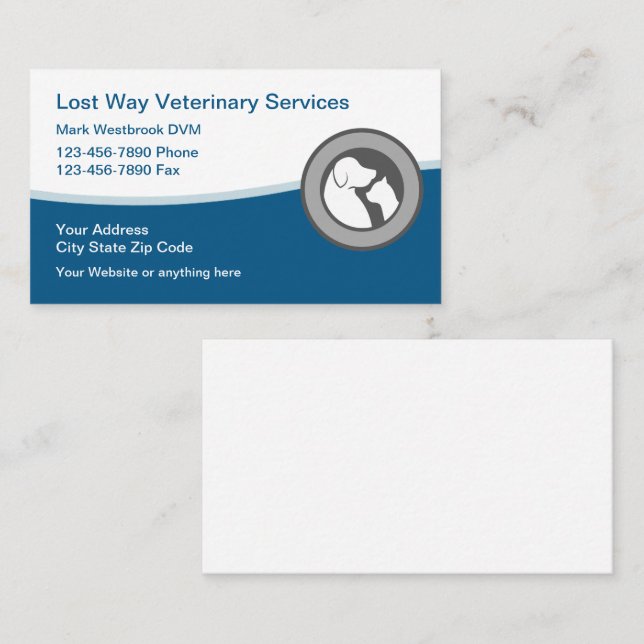 Trendy Veterinarian Veterinary Service Business Card (Front/Back)
