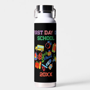 Trendy vibrant Back to School Pattern Water Bottle