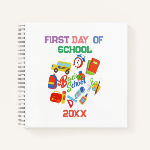 trendy vibrant Customisable Back to School Pattern Notebook