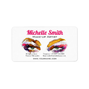 Trendy Vibrant Watercolor Eye Makeup Artist Label