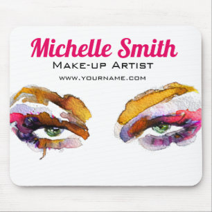 Trendy Vibrant Watercolor Eye Makeup Artist Mouse Mat