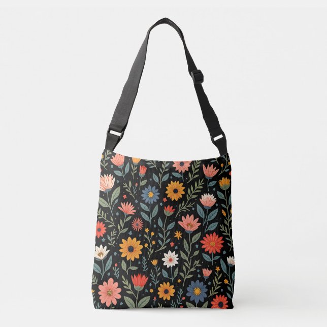 Trendy Vintage Beautiful Floral Collection Crossbody Bag (Front)