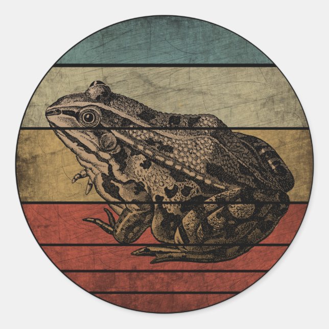 TRENDY VINTAGE FROG CLASSIC ROUND STICKER (Front)