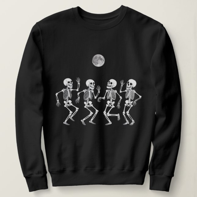 Trendy vintage Funny Dancing Skeleton halloween  Sweatshirt (Design Front)