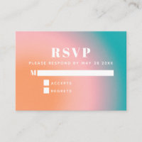 Trendy Vintage Gradient Teal Coral RSVP  