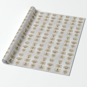 Trendy Vintage Halloween Labels Collection Gift Wrapping Paper
