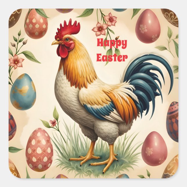 Trendy Vintage Holiday Easter Collection Square Sticker (Front)