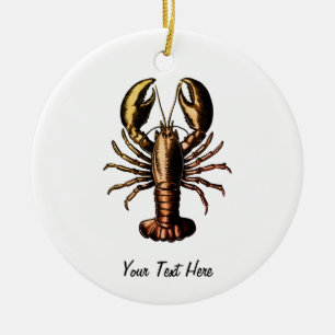 Trendy vintage Lobster Personalised Ceramic Tree Decoration