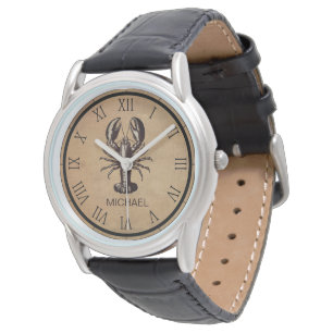 Trendy vintage Lobster Personalised Watch Brown