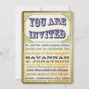 Trendy Vintage Old Hollywood Navy Copper and Green Invitation