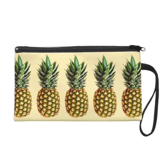 Trendy vintage pineapple art pattern wristlet bag (Front)