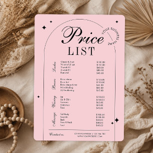 Trendy Vintage Pink Beauty Business Price List