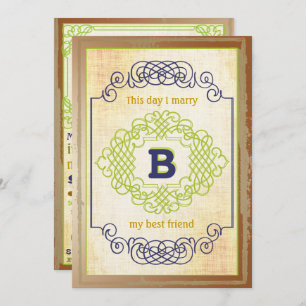 Trendy Vintage Poster Style Navy Copper and Green Invitation