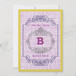 Trendy Vintage Poster Style Navy Purple and Yellow Invitation