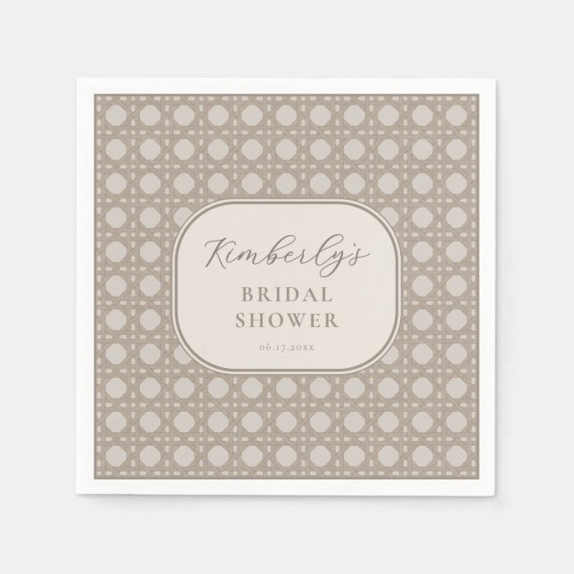 Trendy Vintage Rattan Cane Bridal Shower Party Napkin (Front)