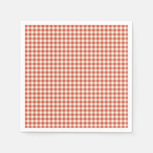 Trendy Vintage Red Chequerboard Pattern  Napkin (Front)