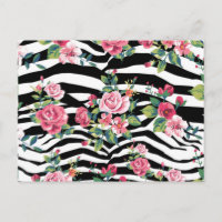 trendy vintage roses and zebra stripes pattern