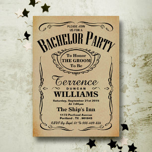 Trendy Vintage Typography Bachelor Party Invitation