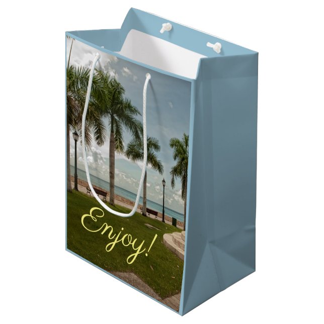 Trendy Virgin Islands Tropical Palm Trees Medium Gift Bag (Front Angled)