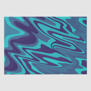 Trendy vivid blue turquoise Abstract wavy pattern Tissue Paper