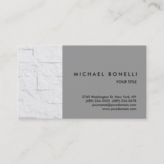 Trendy Wall Brick Grey Professional Business Card (Front)