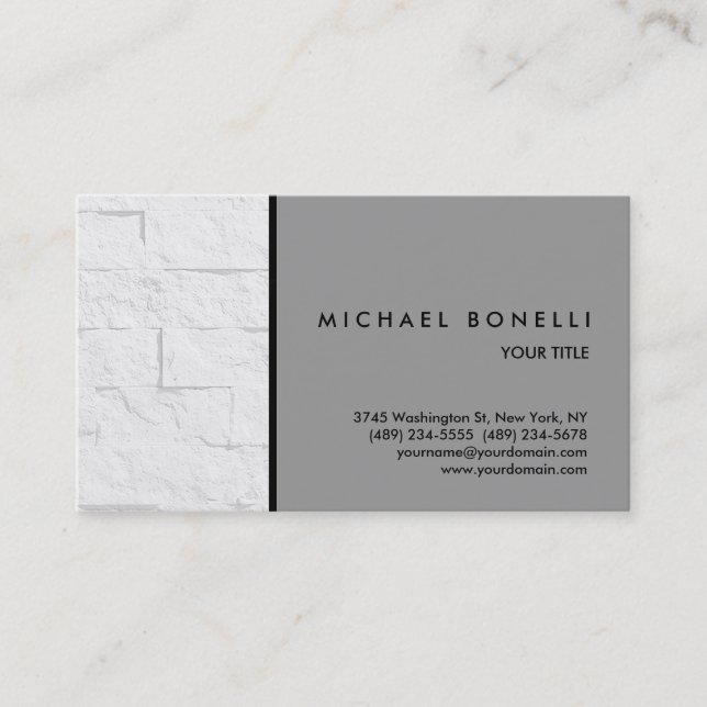 Trendy Wall Brick Grey Professional Business Card (Front)