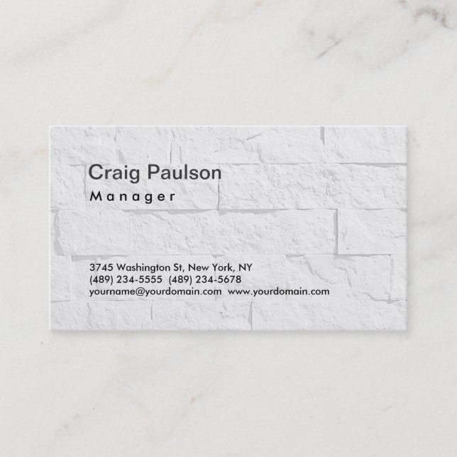 Trendy Wall Brick Pattern Manager Business Card (Front)