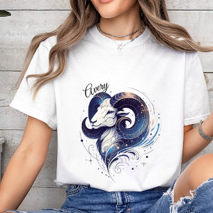 Trendy Watercolor Aries Zodiac Custom T-Shirt