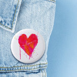 Trendy Watercolor Artsy Valentine's Day Heart Love 6 Cm Round Badge<br><div class="desc">This artistic, modern Valentine's Day flair button was designed using my colourful watercolor heart painted with bright hues of fuchsia pink, neon orange, and fluorescent red. The paint drips and splatters give the card a fun artsy, abstract feel. The trendy fonts and text can be customised for a fully personalised...</div>