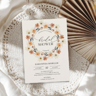 Trendy watercolor autumn wildflowers Bridal Shower Invitation
