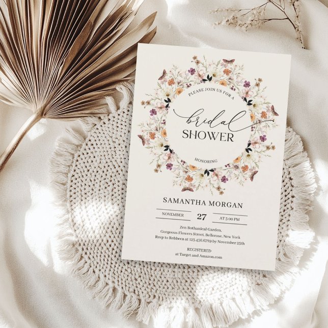 Trendy watercolor autumn wildflowers Bridal Shower Invitation (Trendy watercolor autumn wildflowers Bridal Shower Invitation)