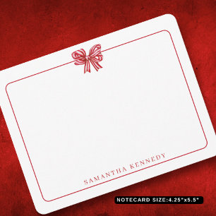 Trendy Watercolor Bow And Border Girly Stationery Card