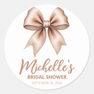 Trendy Watercolor Bow Coquette Bridal Shower       Classic Round Sticker
