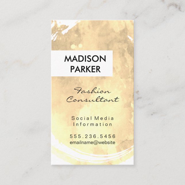 Trendy Watercolor Brushed Business Card (Front)