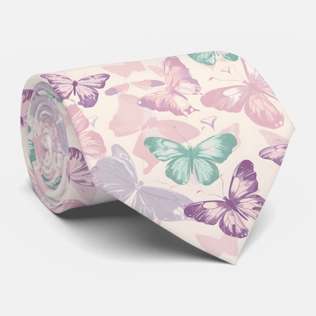Trendy Watercolor Butterfly Tie (Rolled)