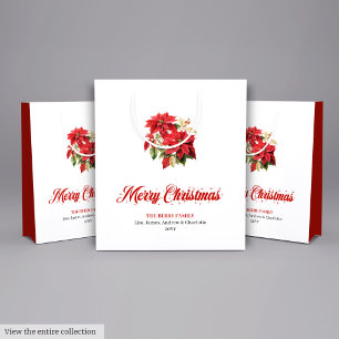 Trendy Watercolor Christmas Poinsettia Holiday Bag