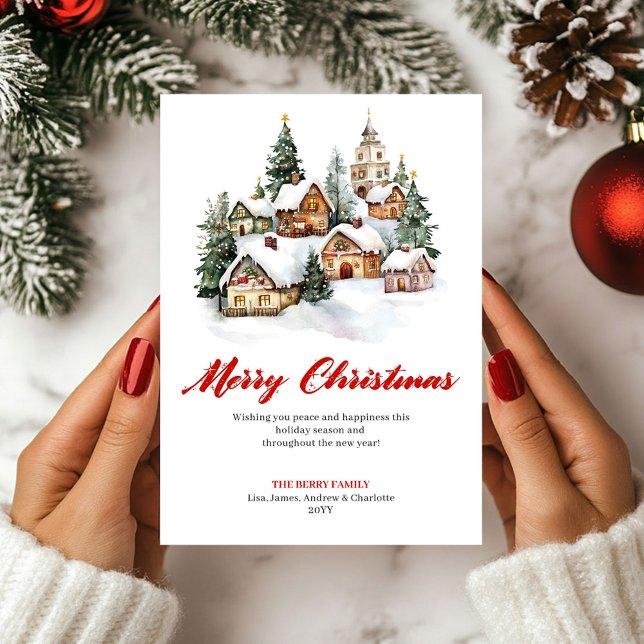 Trendy Watercolor Christmas Scene Greeting Card (Trendy Watercolor Christmas Scene Greeting Card)