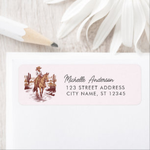 Trendy Watercolor Cowgirl Western Return Address