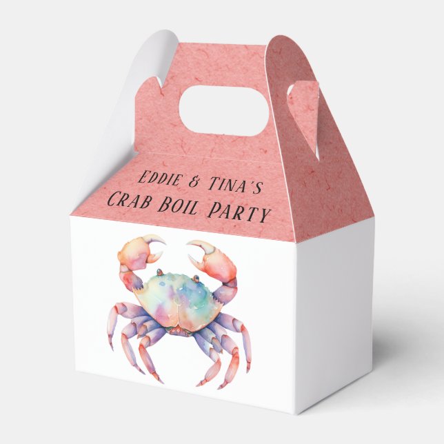 Trendy Watercolor Crab Boil Party Favour Box (Front Side)
