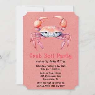Trendy Watercolor Crab Boil Party Or Company Party Invitation