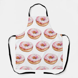 Trendy Watercolor Donut Pattern Apron