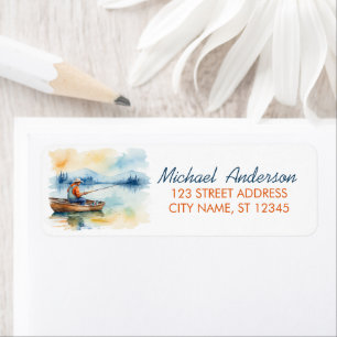 Trendy Watercolor Fishing Return Address          