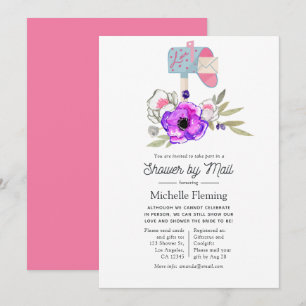 Trendy Watercolor Floral Bridal Shower by Mail Invitation