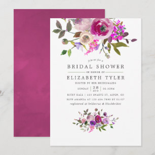 Trendy Watercolor Floral Bridal Shower Invitation