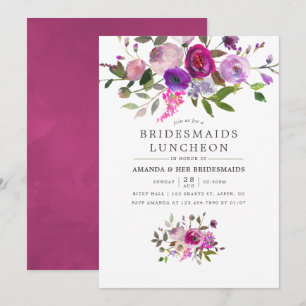 Trendy Watercolor Floral Bridesmaids Luncheon Invitation
