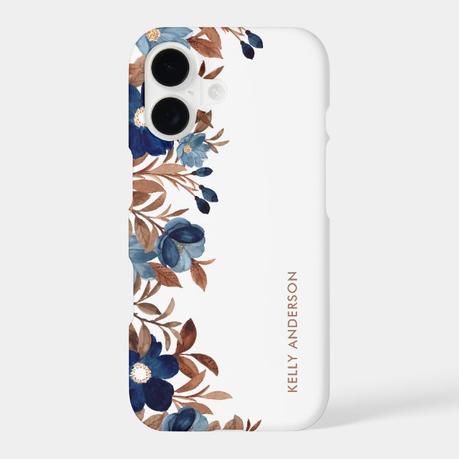 Trendy Watercolor Floral Pattern Girly Foliage (Back)