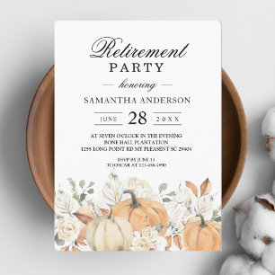 Trendy Watercolor Flowers & Pumpkins Autumn  Invitation