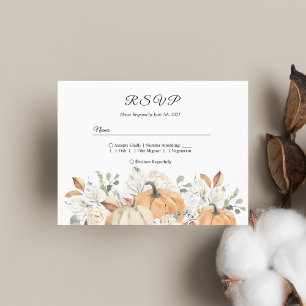 Trendy Watercolor Flowers & Pumpkins Autumn  Invitation Postcard