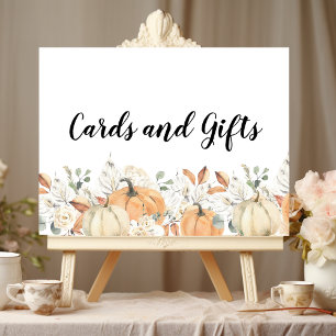 Trendy Watercolor Flowers & Pumpkins Autumn  Poster