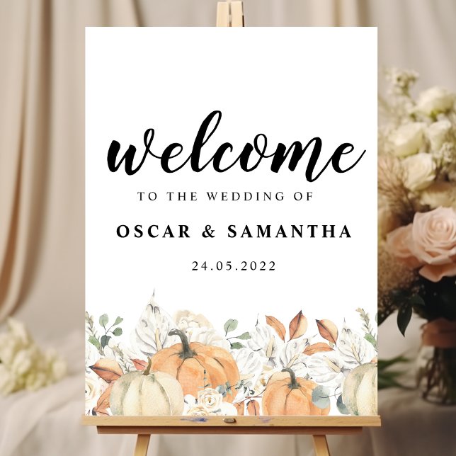 Trendy Watercolor Flowers & Pumpkins Autumn  Poster (Creator Uploaded)